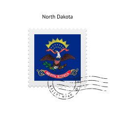 State of North Dakota flag postage stamp