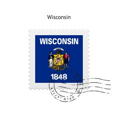 State of Wisconsin flag postage stamp