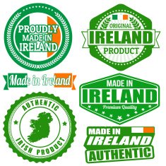 Made in Ireland stamp and labels N2