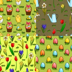 Set of four seamless patterns for Easter