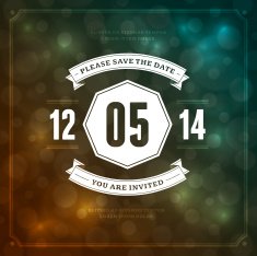 Wedding invitation card template vector vintage background N2