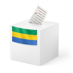 Ballot box with voting paper Gabonese Republic