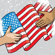 Hands U S Flag
