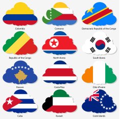 Set Flags in form clouds Vector illustration number 8