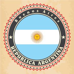 Vintage label cards of Argentina flag