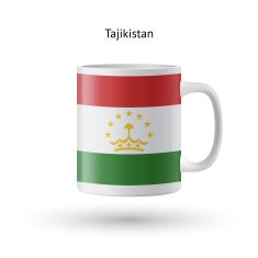 Tajikistan flag souvenir mug on white background N2