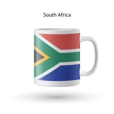 South Africa flag souvenir mug on white background N2