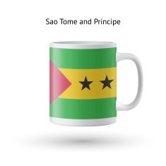 Sao Tome and Principe flag souvenir mug on white background N2