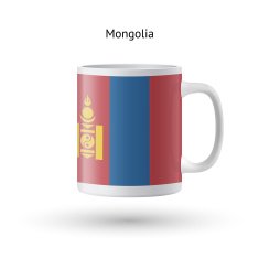 Mongolia flag souvenir mug on white background N2