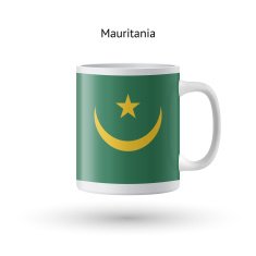 Mauritania flag souvenir mug on white background N2