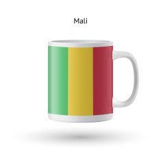 Mali flag souvenir mug on white background N2