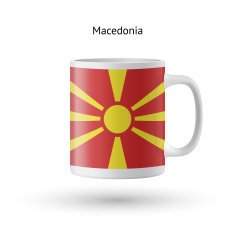 Macedonia flag souvenir mug on white background N2