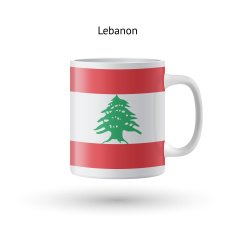 Lebanon flag souvenir mug on white background N2