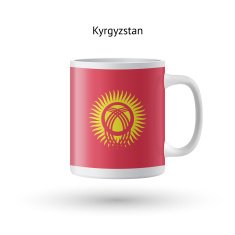 Kyrgyzstan flag souvenir mug on white background N2