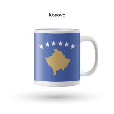 Kosovo flag souvenir mug on white background N2