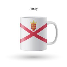 Jersey flag souvenir mug on white background N2