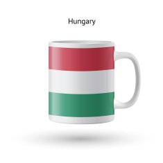 Hungary flag souvenir mug on white background N2
