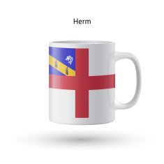 Herm flag souvenir mug on white background N2