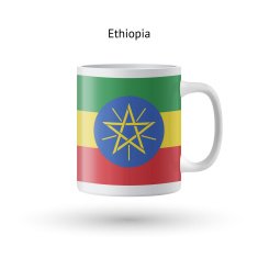 Ethiopia flag souvenir mug on white background N2