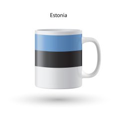 Estonia flag souvenir mug on white background N2