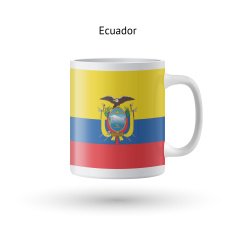 Ecuador flag souvenir mug on white background N2