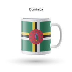 Dominica flag souvenir mug on white background N2