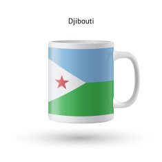 Djibouti flag souvenir mug on white background N2