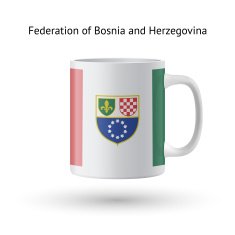 Federation of Bosnia and Herzegovina flag souvenir mug on white N2