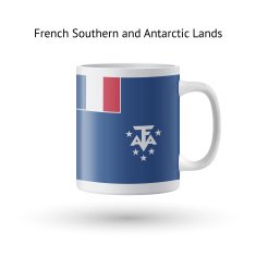 French Southern and Antarctic Lands flag souvenir mug on white N2