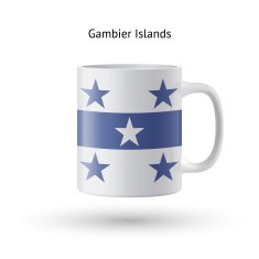 Gambier Islands flag souvenir mug on white background N2