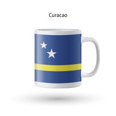 Curacao flag souvenir mug on white background N2
