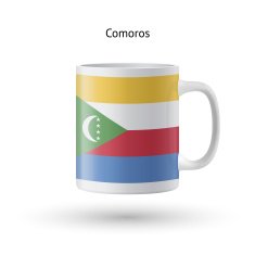 Comoros flag souvenir mug on white background N2