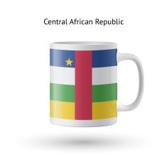 Central African Republic flag souvenir mug on white background N2