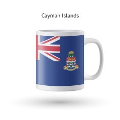 Cayman Islands flag souvenir mug on white background N2