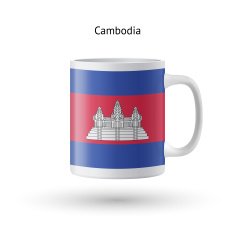 Cambodia flag souvenir mug on white background N2