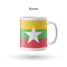 Burma flag souvenir mug on white background N2