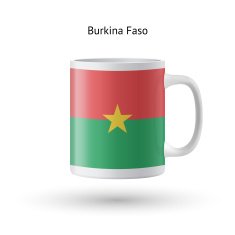 Burkina Faso flag souvenir mug on white background N2