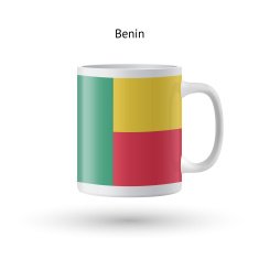 Benin flag souvenir mug on white background N2