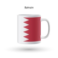 Bahrain flag souvenir mug on white background N2