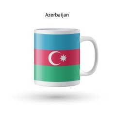 Azerbaijan flag souvenir mug on white background N2