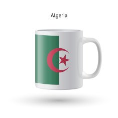 Algeria flag souvenir mug on white background N2