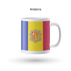 Andorra flag souvenir mug on white background N2