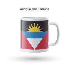 Antigua and Barbuda flag souvenir mug on white background N2