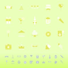 Party time color icons on green background
