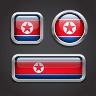 North Korea flag glass buttons