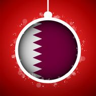 Merry Christmas Red Ball with Flag Qatar