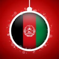 Merry Christmas Red Ball with Flag Afghanistan