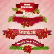 Set of Ribbons Labels Tags &quot;Merry Christmas