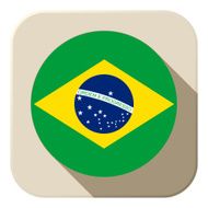 Brazil Flag Button Icon Modern N2