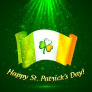 Celtic clover on Irish flag in magic lights
